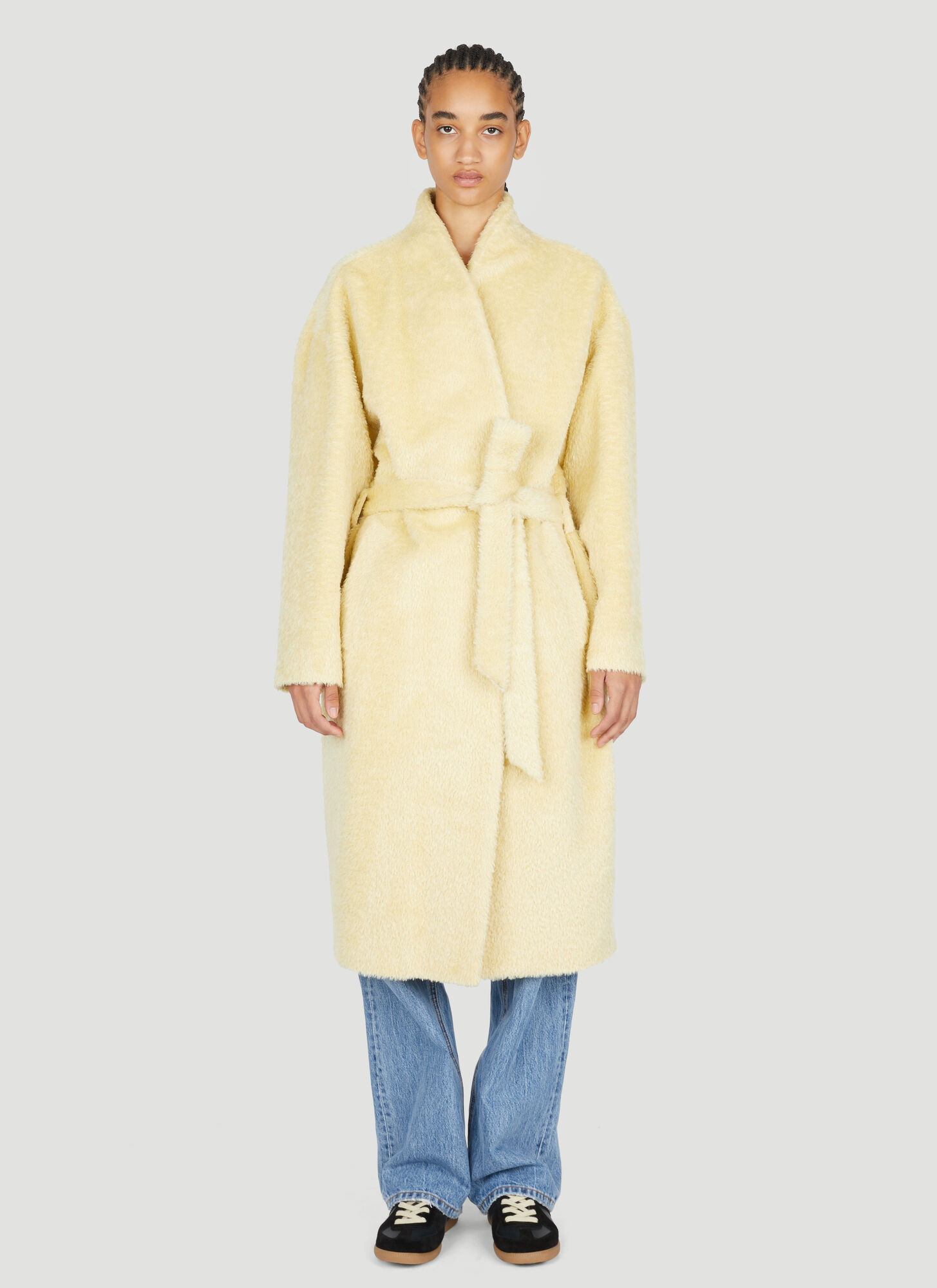 Isabel Marant Caliste Self-tie Alpaca Blend Long Coat In Yellow