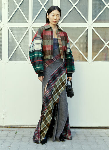 Rave Review Simone Tartan Cropped Bomber Jacket Red rav0254002