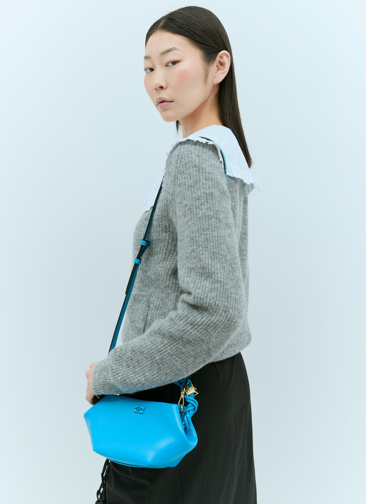 Shop Ganni Mini Bou Handbag In Blue