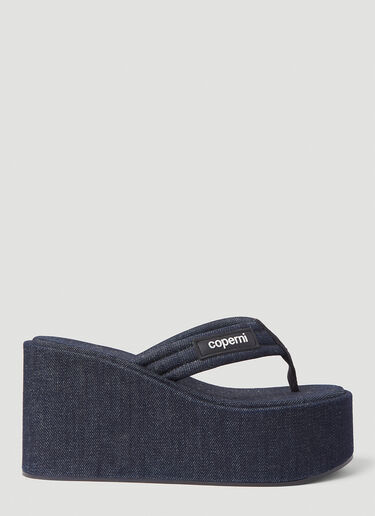 Coperni Denim Wedge Flip Flop Platforms Blue cpn0253017