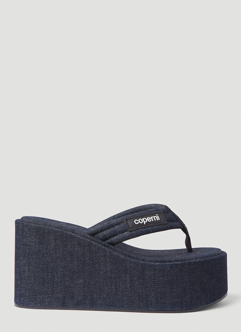 Gucci Denim Wedge Flip Flop Platforms Black guc0255065