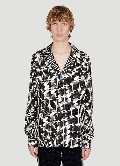 Yohji Yamamoto Monogram Print Shirt Black yoy0152010