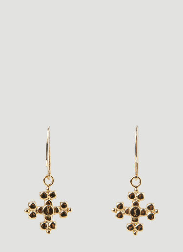 Saint Laurent Crystal Cross Earrings Gold sla0247087