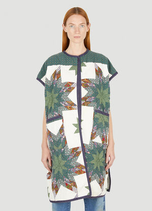 Bonum Long Quilted Sleeveless Coat Green bon0350016