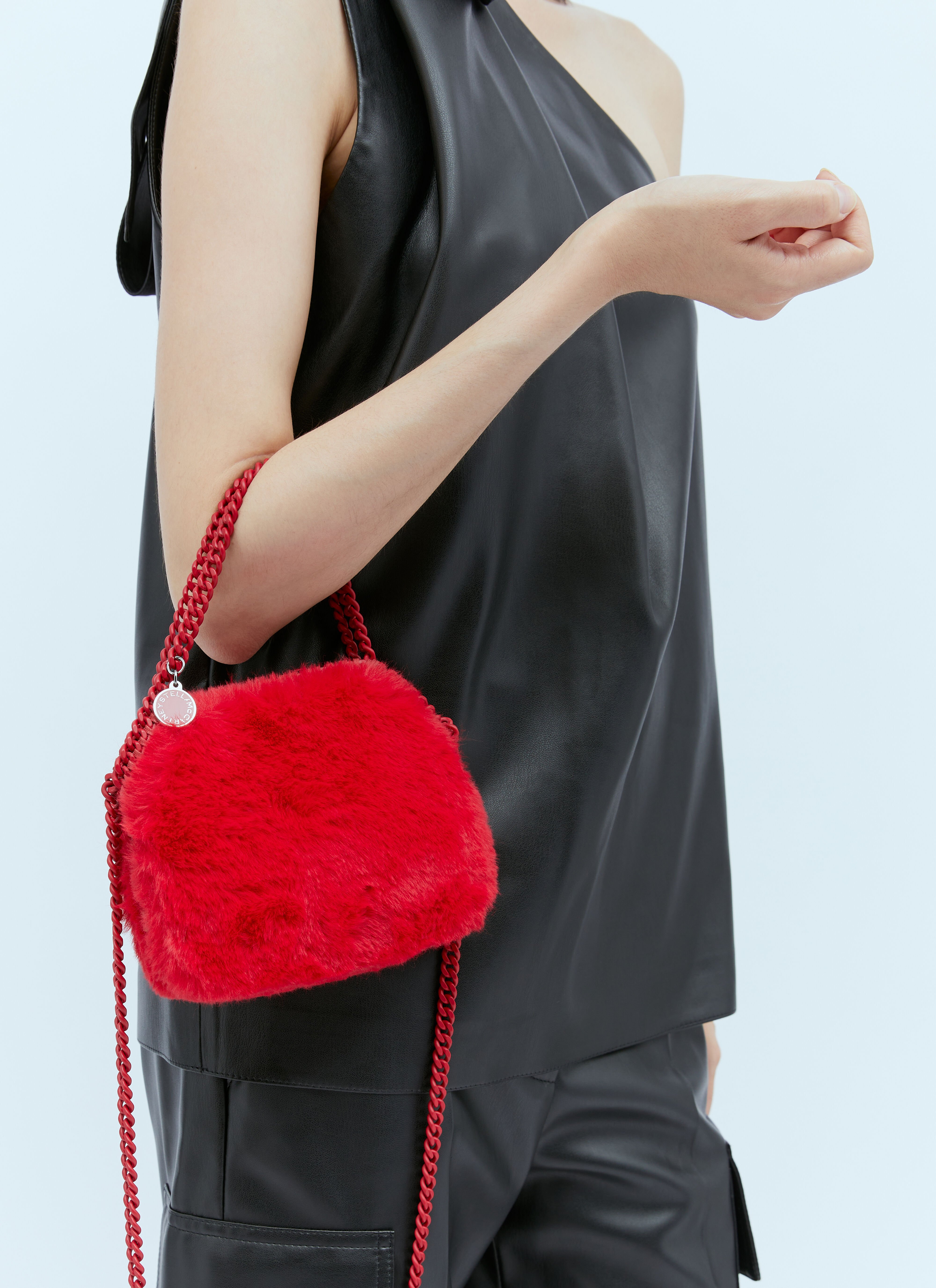 Stella McCartney Women s Faux Fur Mini Shoulder Bag in Red LN CC