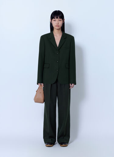 LN-CC® - GANNI: Single Wool Twill Blazer - Green GANNI Single Wool Twill Blazer Green gan0266003