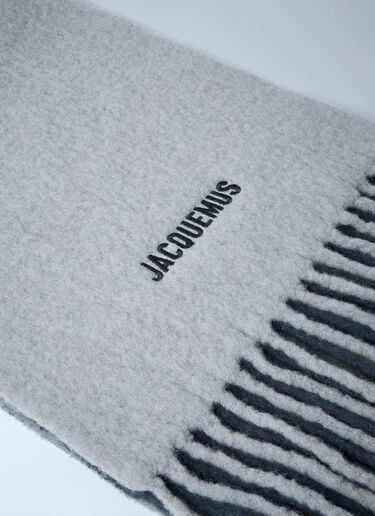 LN-CC® - Jacquemus: Logo Motif Scarf - Grey Jacquemus Logo Motif Scarf Grey jac0366018