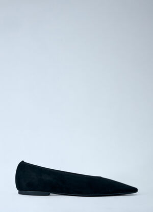 TOTEME Minimalist Suede Ballerinas Flats Black tot0261037