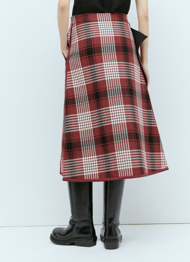 Issey Miyake Counterpoint Check Skirt Red ism0255002