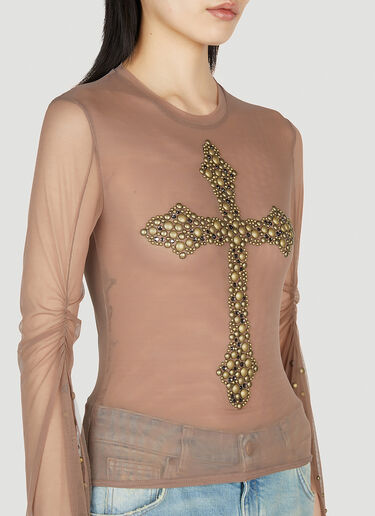 Embellished Cross Top Blumarine Embellished Cross Top Brown blm0252017