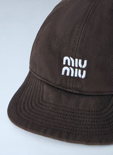 LN-CC® - Miu Miu: Denim Baseball Cap - Brown Miu Miu Denim Baseball Cap Brown miu0165016