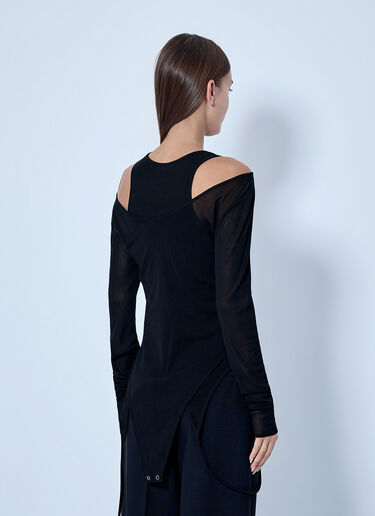 LN-CC® - LIMI Feu: Rib Knit And Tulle Layered Bodysuit - Black LIMI Feu Rib Knit And Tulle Layered Bodysuit Black lmf0263006
