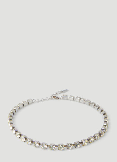 Saint Laurent Strass Crystal Choker Necklace Silver sla0246079