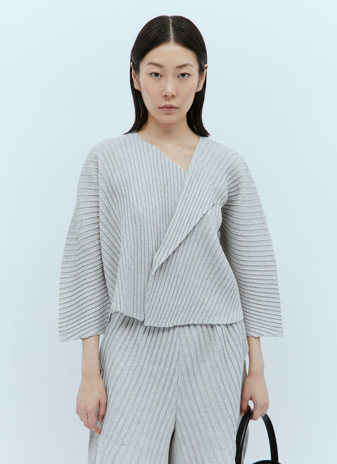 Issey Miyake Linen Like Pleats Cardigan Black ism0255003