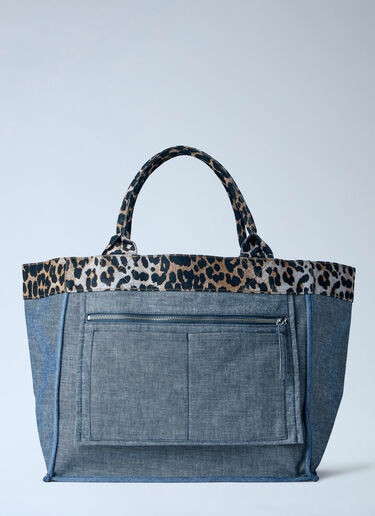 GANNI Medium Trapeze Reversible Shopper Bag Blue gan0263043