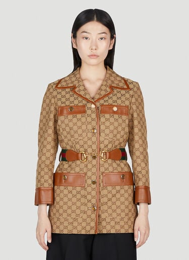 Gucci GG Monogram Belted Jacket in Brown