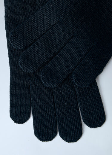 LN-CC® - Moncler: Knit Gloves with Logo Patch - Black Moncler Knit Gloves with Logo Patch Black mon0166038