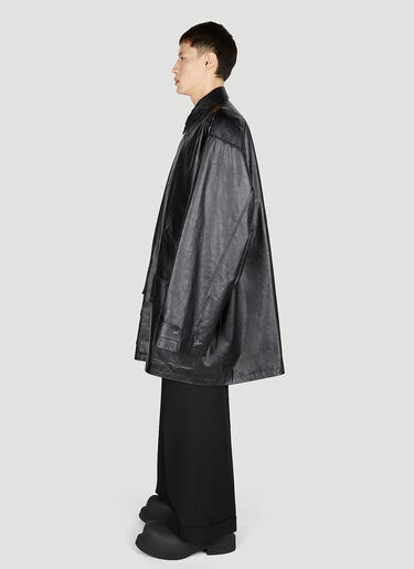 Balenciaga Leather Parka Coat Black bal0151017