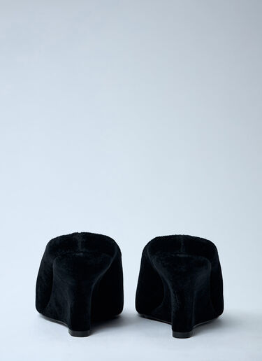 TOTEME Velvet Peep-Toe Wedge Mules Black tot0263055