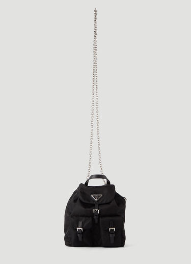 Prada Recycled-Nylon Mini Chain Backpack Black pra0245077