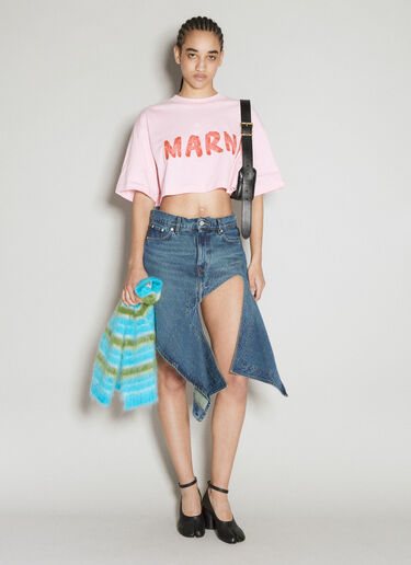 Marni マキシロゴプリントTシャツ ピンク mni0255017