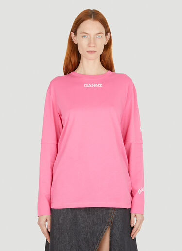 Layered Long Sleeve T-Shirt GANNI Layered Long Sleeve T-Shirt Pink gan0251019