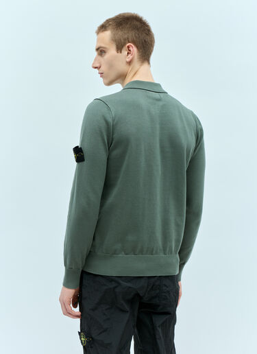 Stone Island Quarter-Zip-Up Knit Sweatshirt Green sto0156086