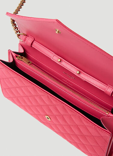 Saint Laurent Matelassé Envelope Chain Wallet Pink sla0252064