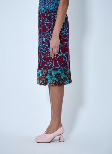 Dries Van Noten Embroidered Midi Skirt Burgundy dvn0263006