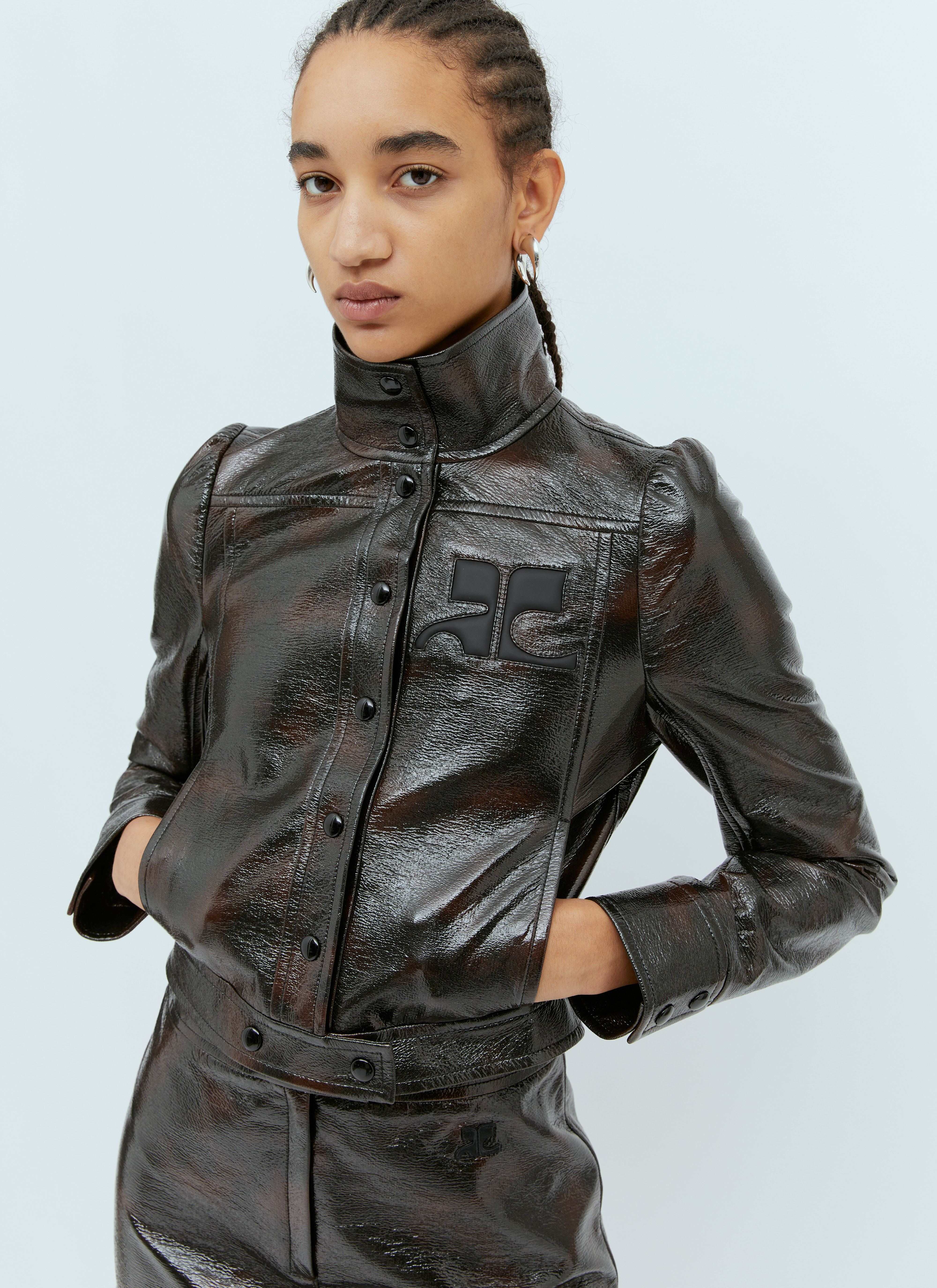 Courrèges Black Crinkled Jacket