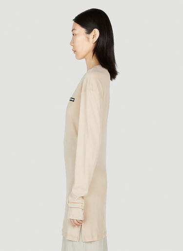 Miu Miu Logo Patch Long Sleeve T-Shirt Beige miu0252005