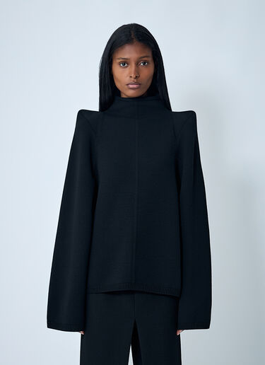 Wool Shoulder Pad Sweater Rick Owens Wool Shoulder Pad Sweater Black ric0262006