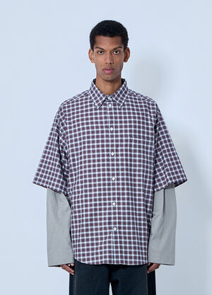 Balenciaga Layered Check Shirt Red bal0164004