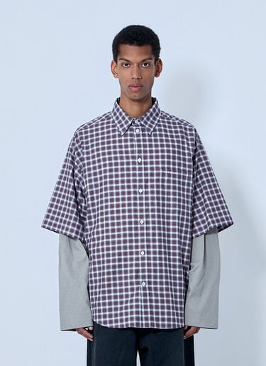 Balenciaga Layered Check Shirt Red bal0164004