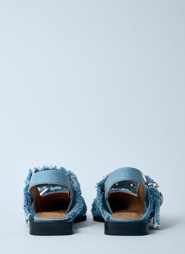 GANNI Feminine Buckle Ballerina Flats Denim gan0260018
