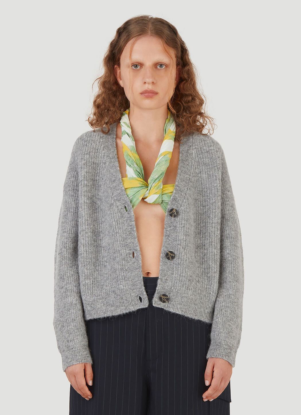 GANNI Soft Wool Knit Cardigan in Grey LN CC