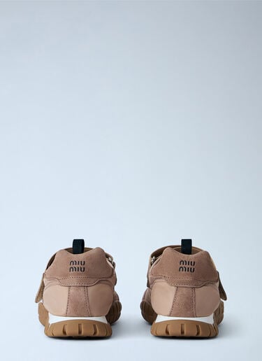 LN-CC® - Miu Miu: Tyre Technical Fabric And Suede Ballerinas - Beige Miu Miu Tyre Technical Fabric And Suede Ballerinas Beige miu0265022