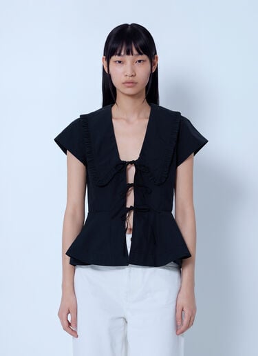 LN-CC® - GANNI: Compact Poplin Collar Blouse - Black GANNI Compact Poplin Collar Blouse Black gan0265038
