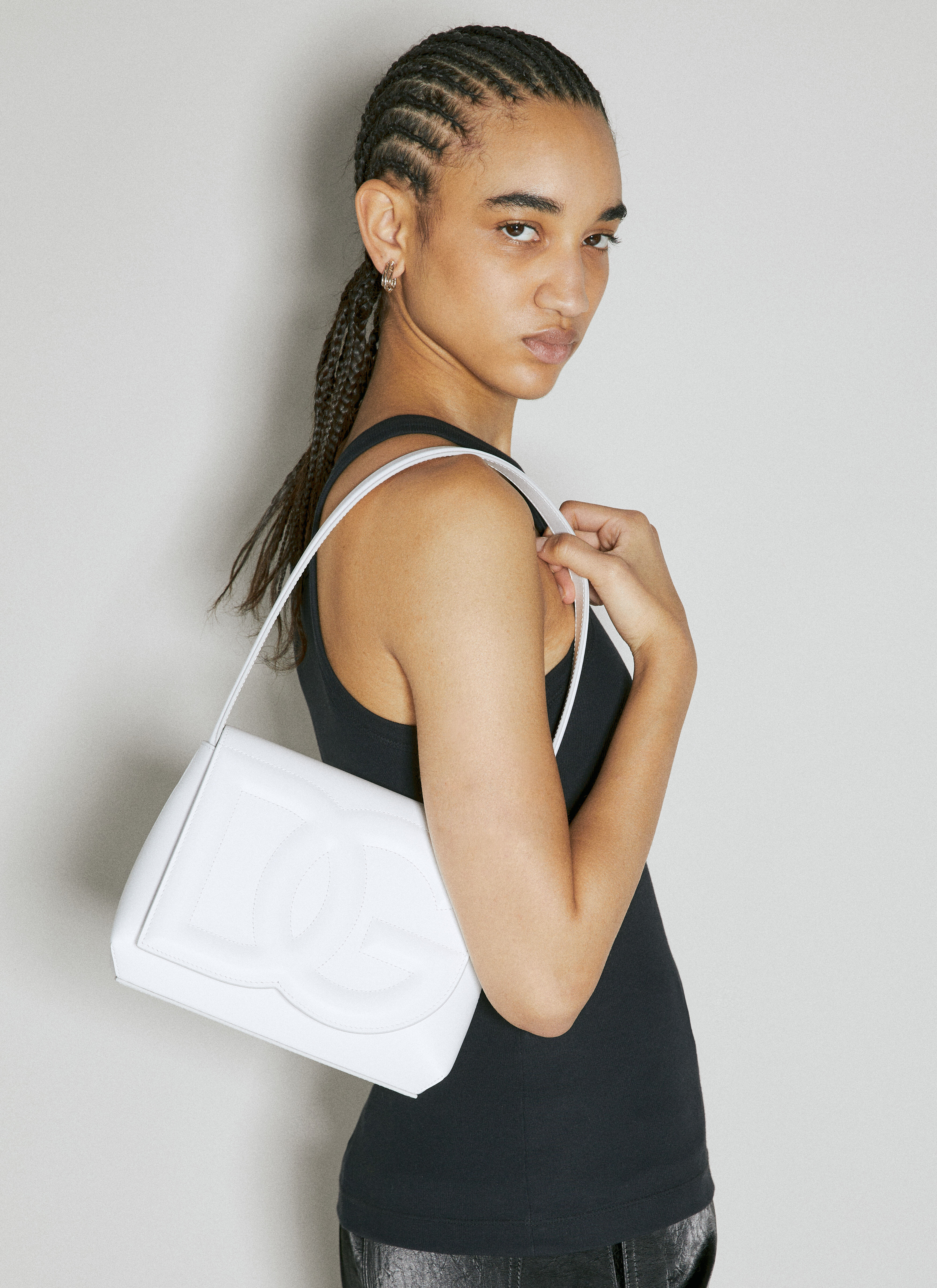 Dolce Gabbana DG Logo Shoulder Bag in White LN CC