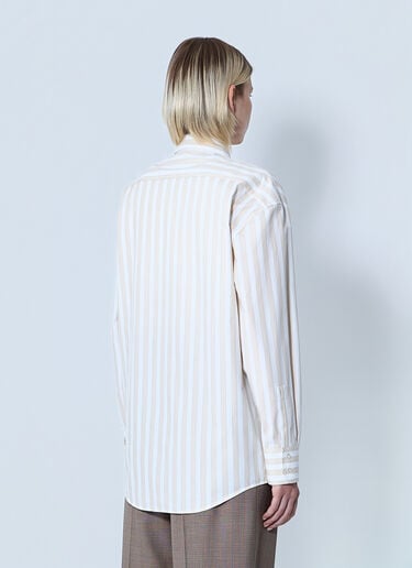 Saint Laurent Striped Button-Down Shirt Beige sla0260078