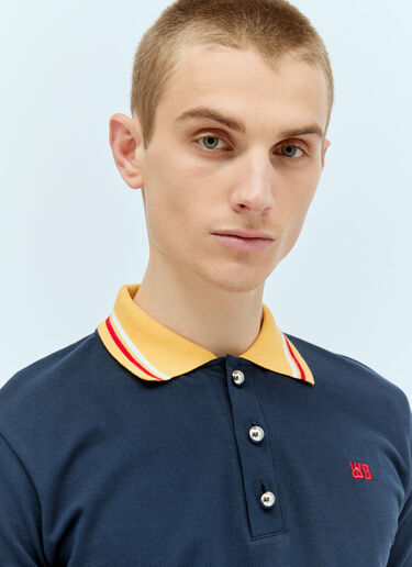 Wales Bonner Sun Polo Shirt Navy wbn0156003