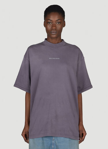 Balenciaga Medium-Fit Logo Print T-Shirt Purple bal0254016