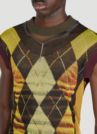 Y/Project x Jean Paul Gaultier Trompe L'Oeil Argyle Sweater Top Yellow ypg0152009