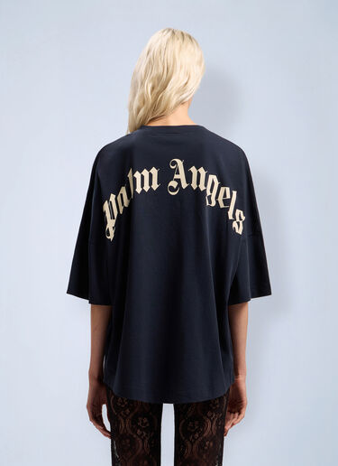 Palm Angels Curved Logo Collar Over T-Shirt Dark Blue pma0262074