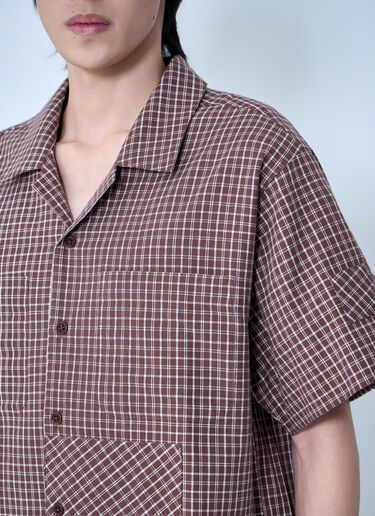Checkered Short Sleeve Shirt Story mfg. Checkered Short Sleeve Shirt Brown str0163003