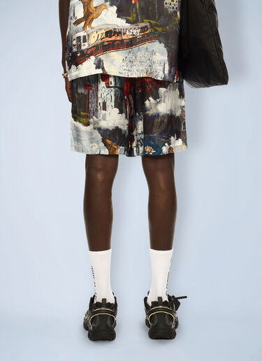 World Paint Viscose Bowling Shorts Off-White World Paint Viscose Bowling Shorts Blue ofw0162078