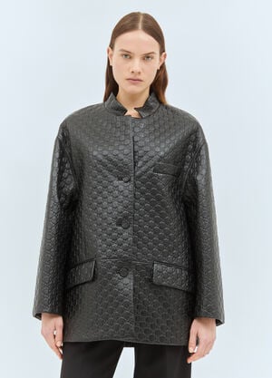 Gucci GG Embossed Leather Jacket Black guc0258007