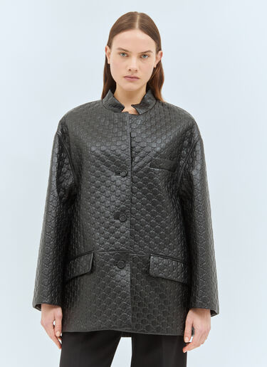 Gucci GG Embossed Leather Jacket Black guc0258007