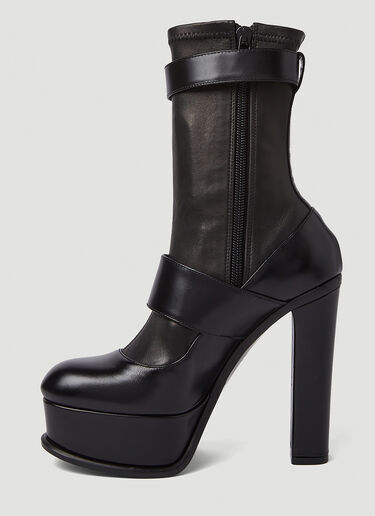 Alexander McQueen Boxcar Buckle Heeled Boots Black amq0250060