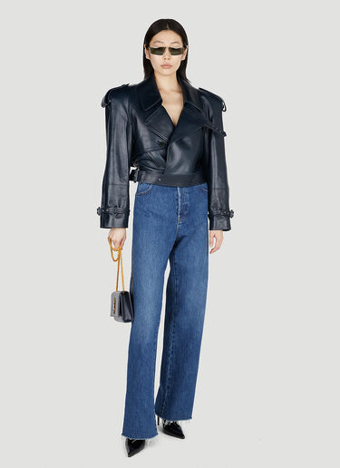 Saint Laurent Cropped Trench Jacket Blue sla0252016